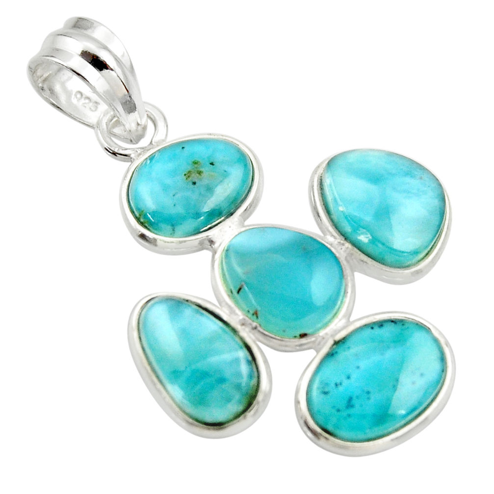 12.52cts natural blue larimar 925 sterling silver pendant jewelry r34938