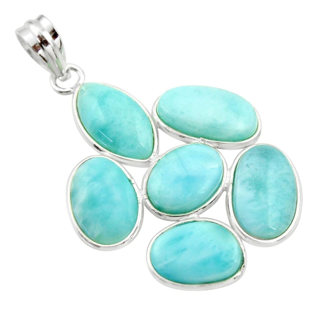 20.33cts natural blue larimar 925 sterling silver pendant jewelry r34944