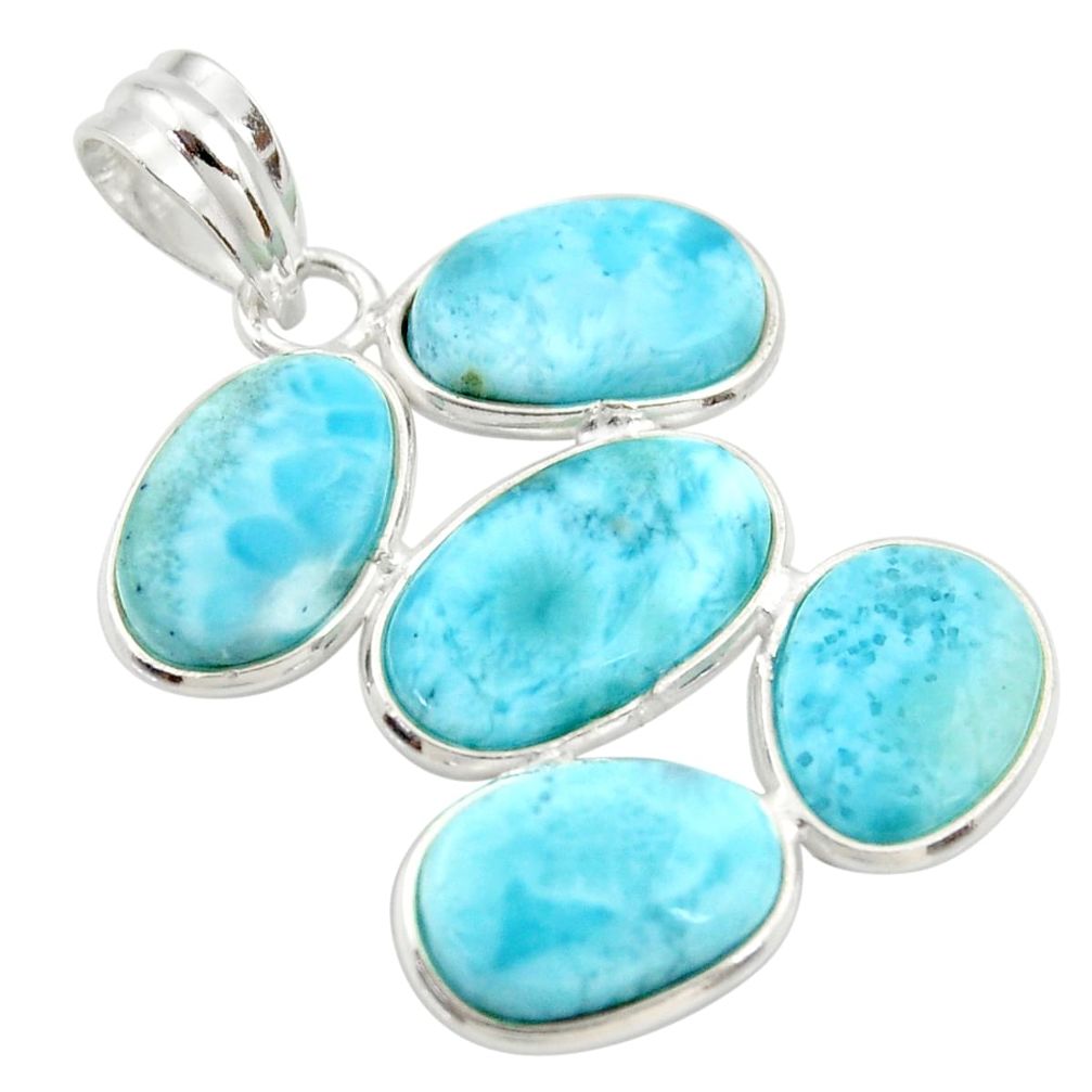 16.49cts natural blue larimar 925 sterling silver pendant jewelry r34945