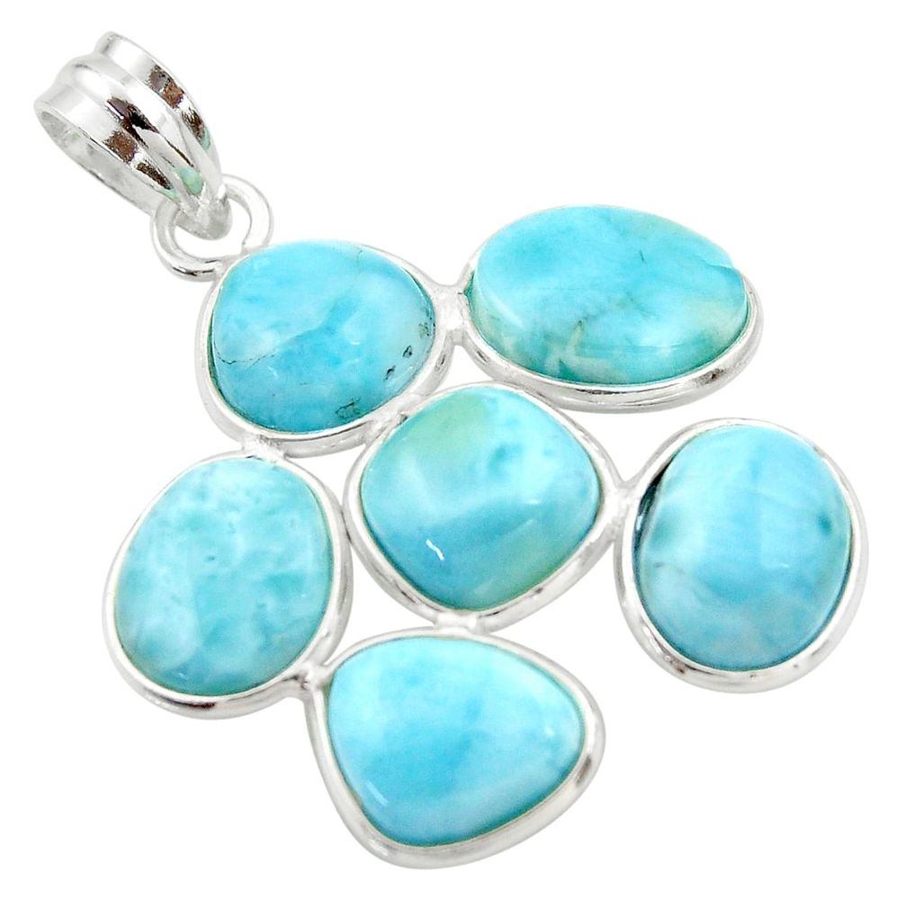 19.68cts natural blue larimar 925 sterling silver pendant jewelry r34947