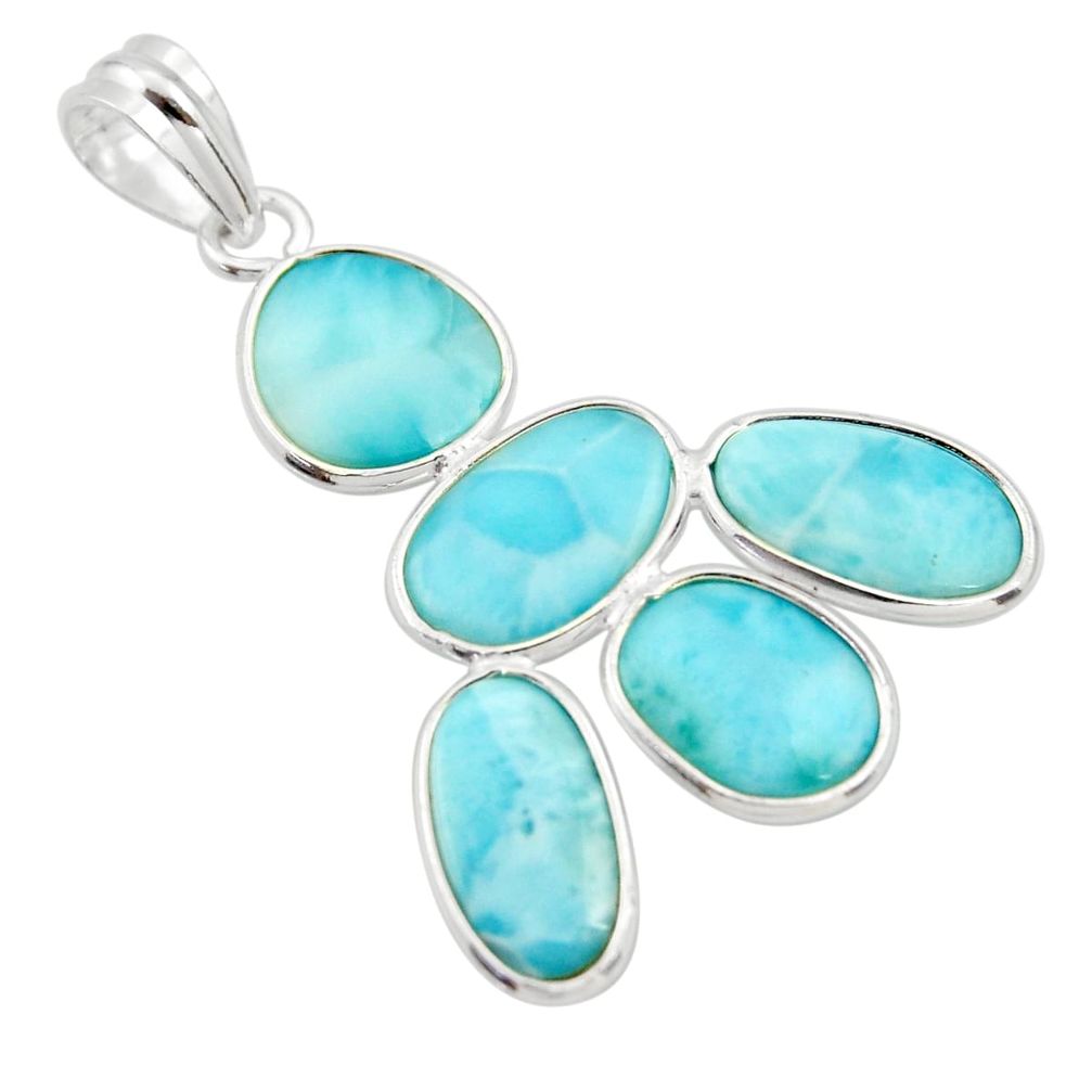 12.54cts natural blue larimar 925 sterling silver pendant jewelry r34948