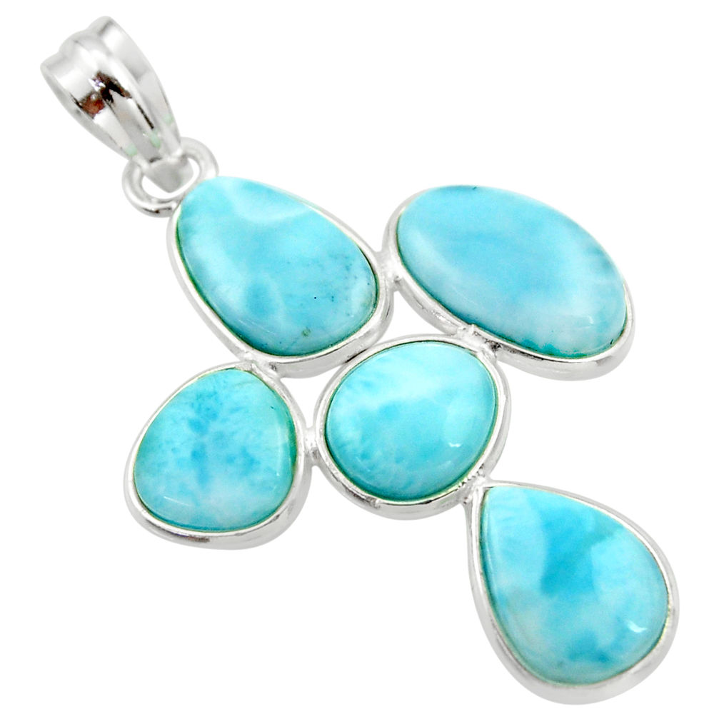 14.73cts natural blue larimar 925 sterling silver pendant jewelry r34949