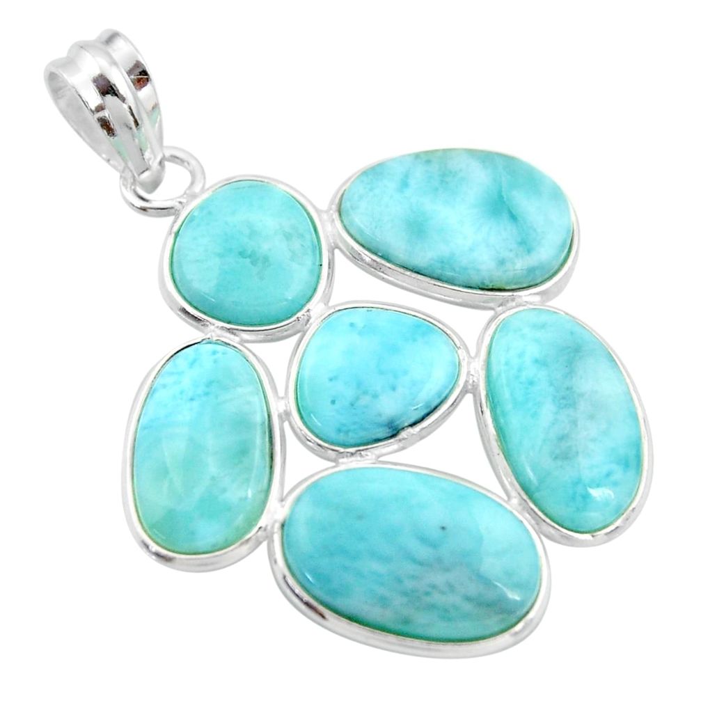 19.24cts natural blue larimar 925 sterling silver pendant jewelry r34952