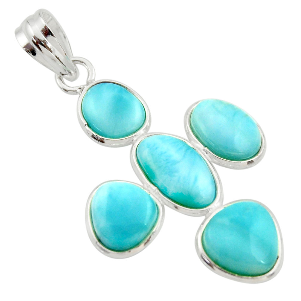 13.69cts natural blue larimar 925 sterling silver pendant jewelry r34956