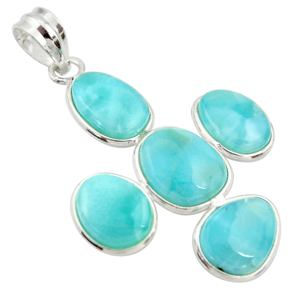 17.53cts natural blue larimar 925 sterling silver pendant jewelry r34960