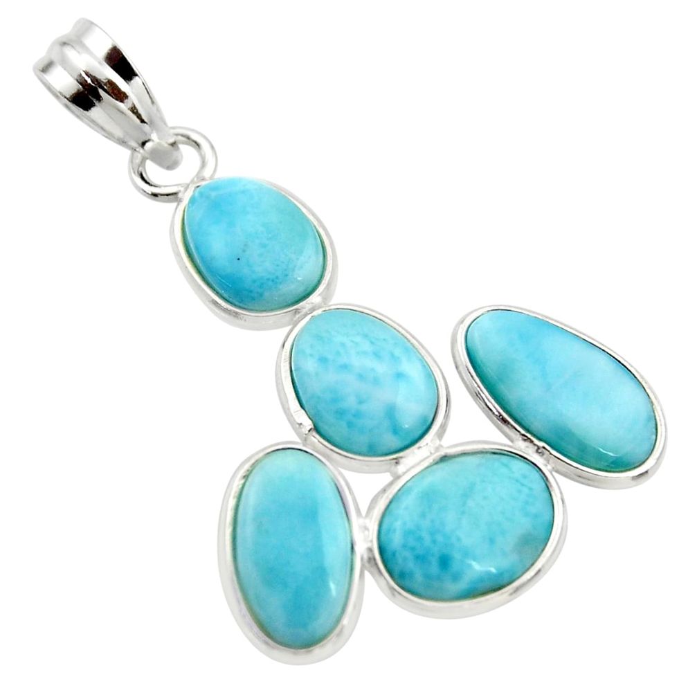 13.13cts natural blue larimar 925 sterling silver pendant jewelry r34961