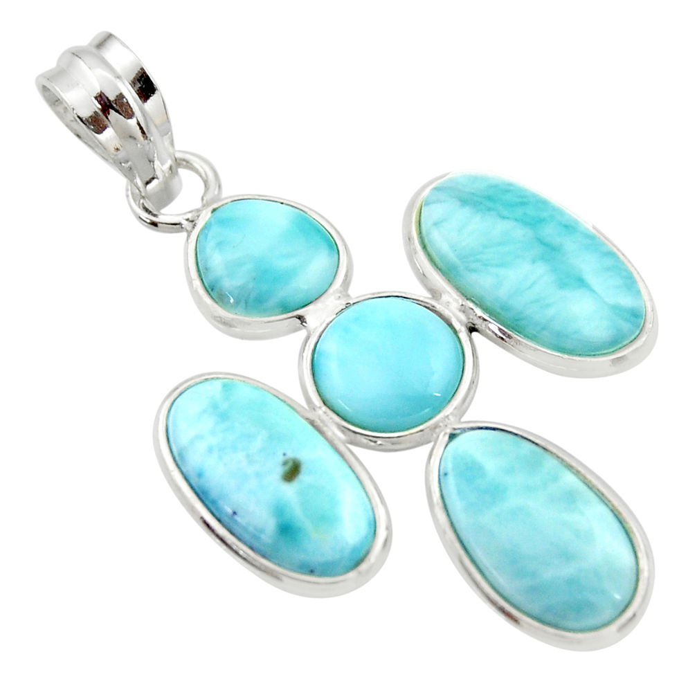 12.52cts natural blue larimar 925 sterling silver pendant jewelry r34962