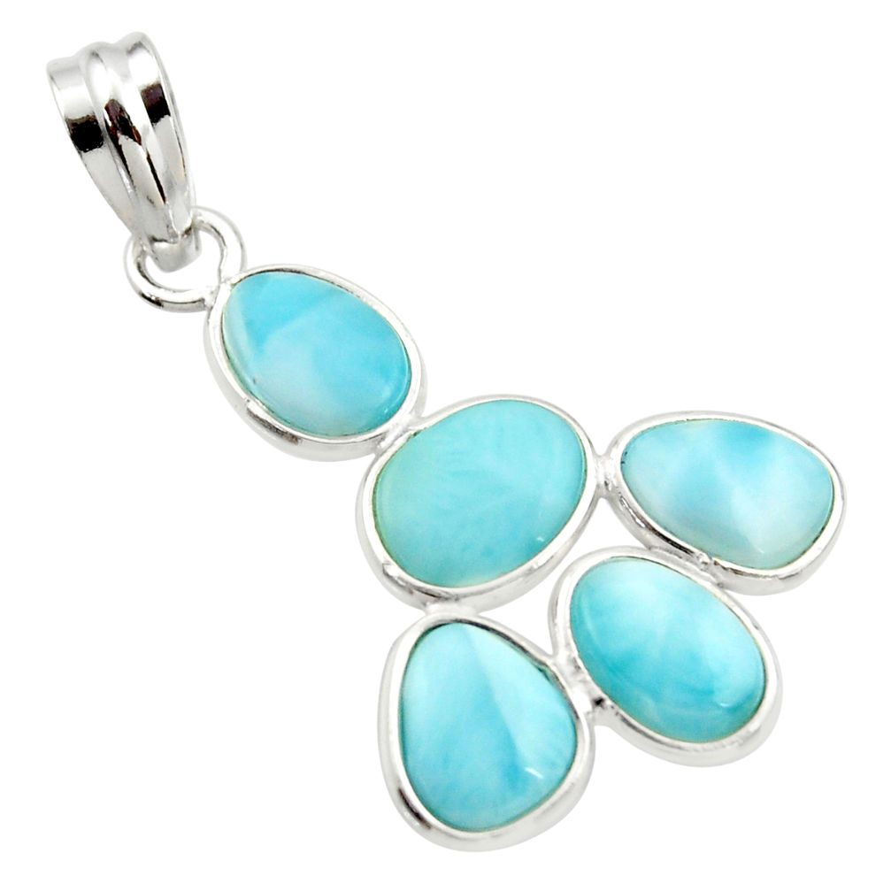 10.30cts natural blue larimar 925 sterling silver pendant jewelry r34963