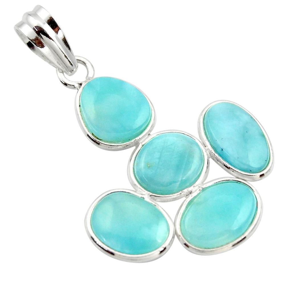 14.08cts natural blue larimar 925 sterling silver pendant jewelry r34966