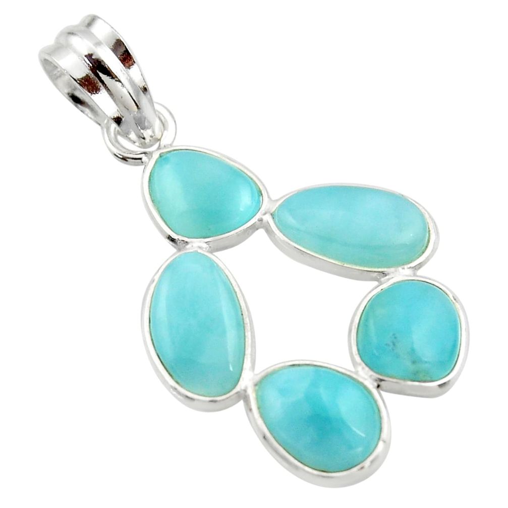 10.22cts natural blue larimar 925 sterling silver pendant jewelry r34967