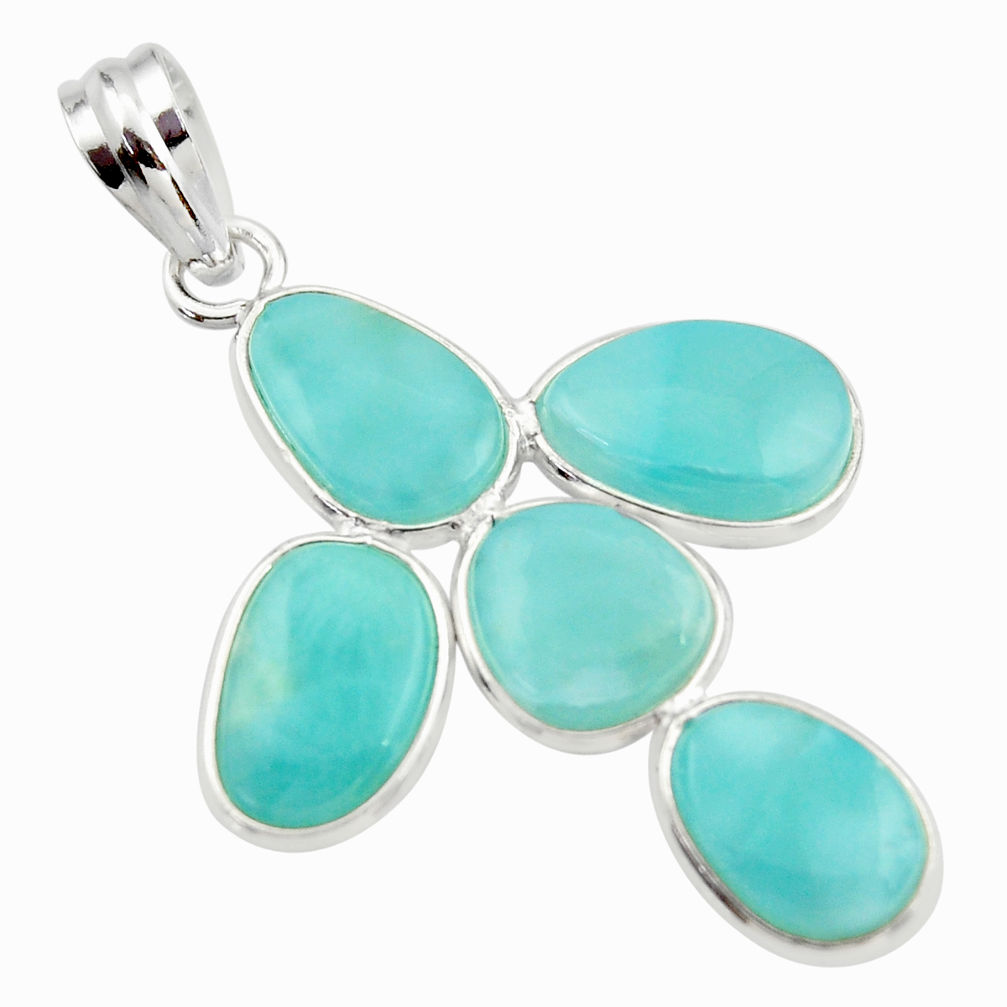 15.34cts natural blue larimar 925 sterling silver pendant jewelry r34970