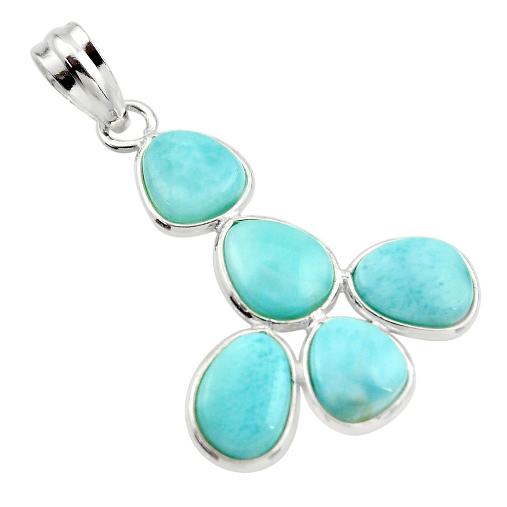 13.13cts natural blue larimar 925 sterling silver pendant jewelry r34972