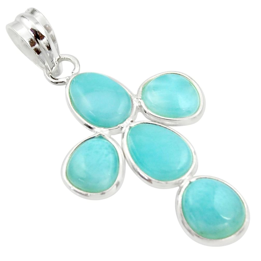 11.96cts natural blue larimar 925 sterling silver pendant jewelry r34974