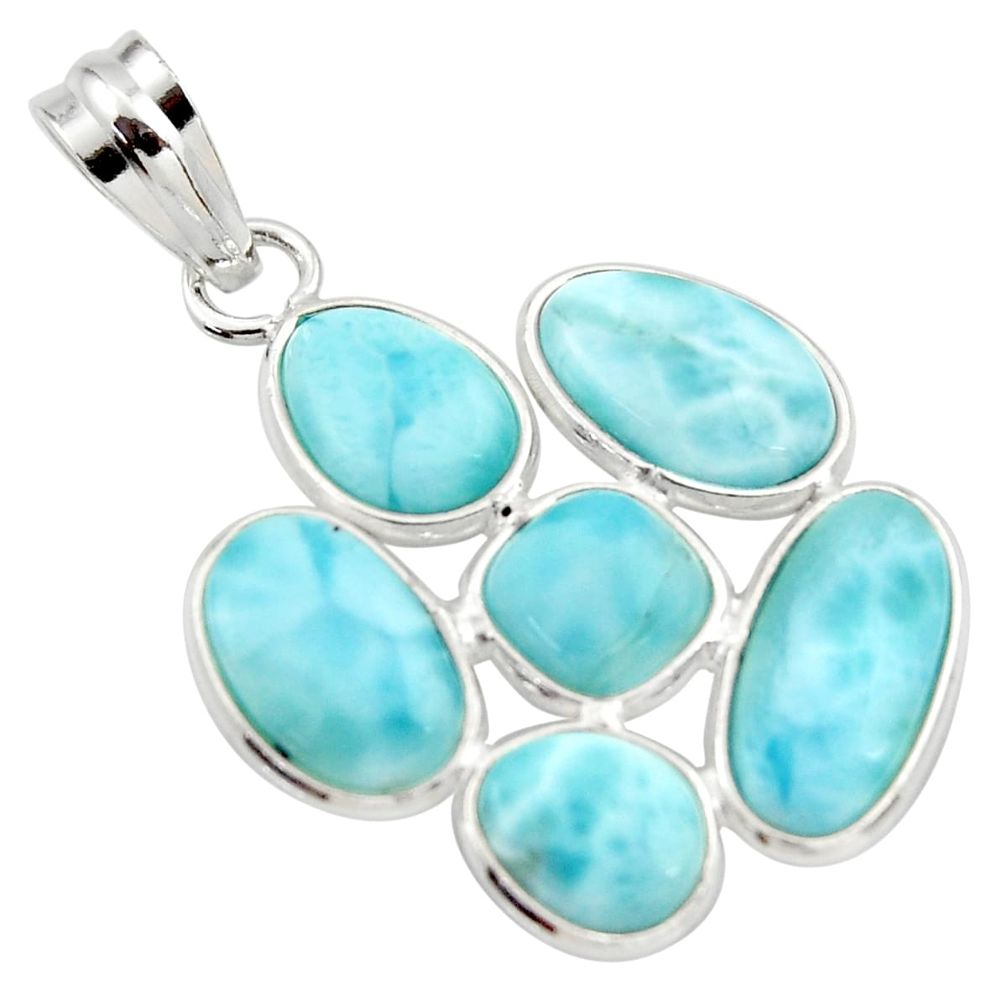 14.73cts natural blue larimar 925 sterling silver pendant jewelry r34976