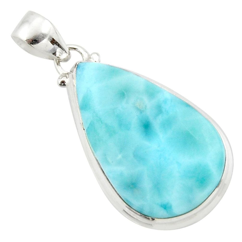 19.65cts natural blue larimar 925 sterling silver pendant jewelry r43662