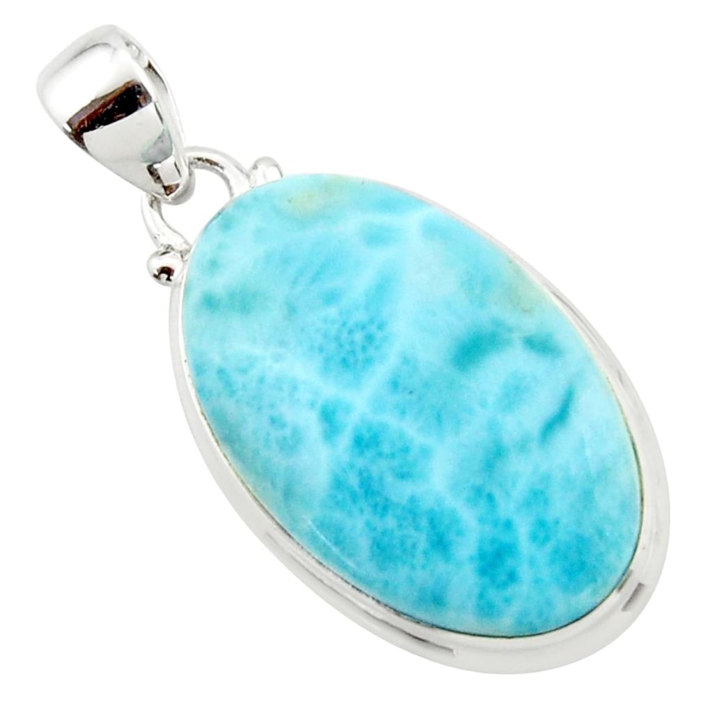 20.96cts natural blue larimar 925 sterling silver pendant jewelry r43663