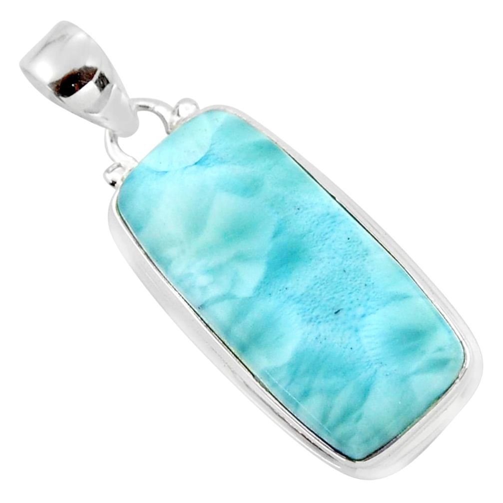 17.35cts natural blue larimar 925 sterling silver pendant jewelry r43668