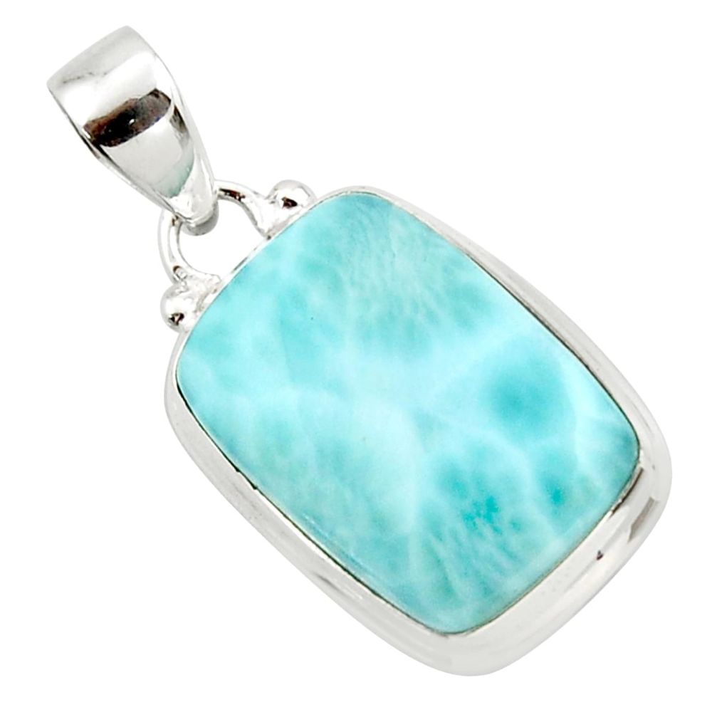 14.65cts natural blue larimar 925 sterling silver pendant jewelry r43673