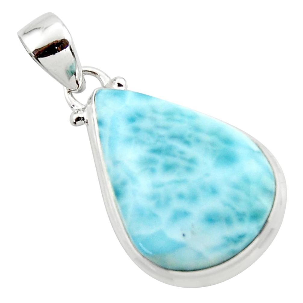 16.48cts natural blue larimar 925 sterling silver pendant jewelry r43675
