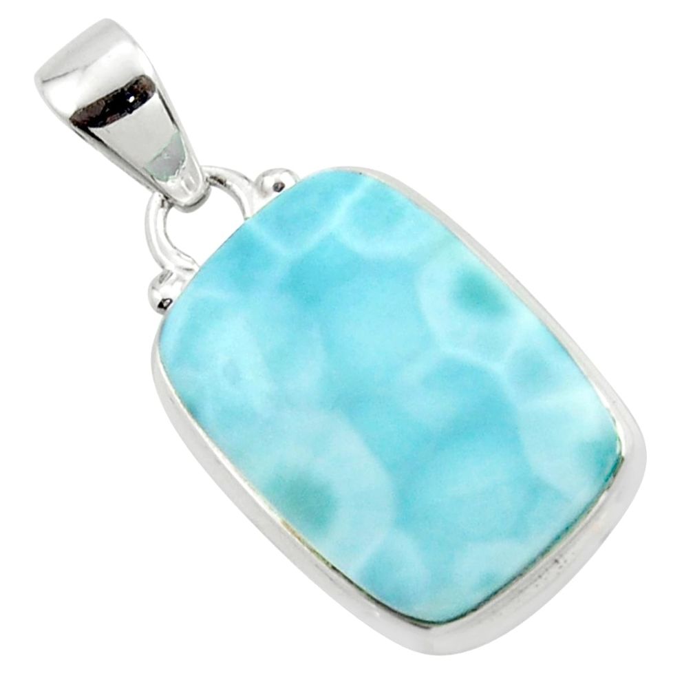 14.35cts natural blue larimar 925 sterling silver pendant jewelry r43682
