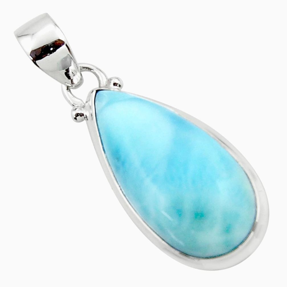 15.22cts natural blue larimar 925 sterling silver pendant jewelry r43688