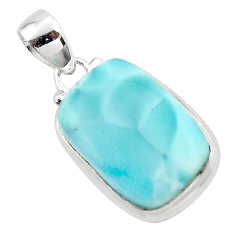 15.50cts natural blue larimar 925 sterling silver pendant jewelry r43689