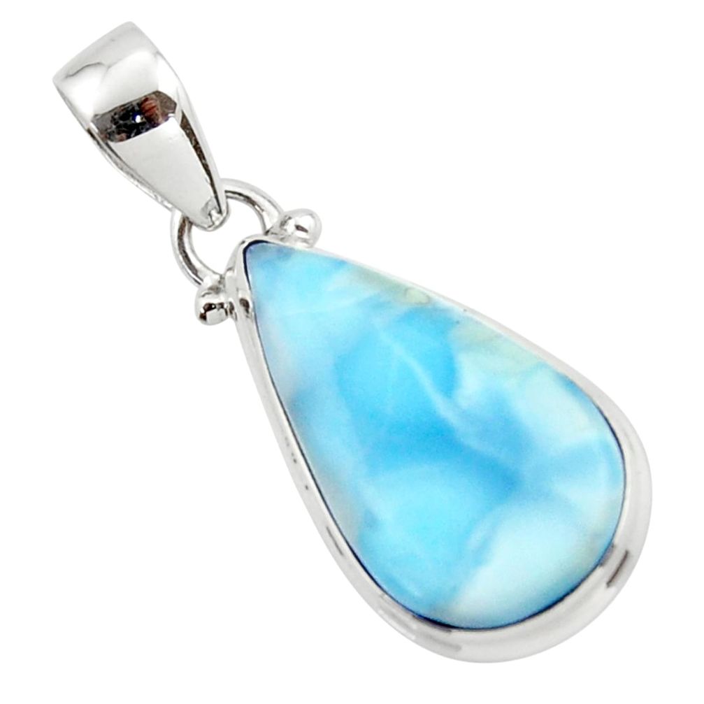 13.22cts natural blue larimar 925 sterling silver pendant jewelry r43690