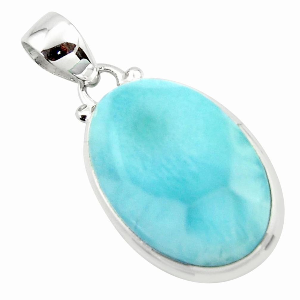 16.10cts natural blue larimar 925 sterling silver pendant jewelry r43691