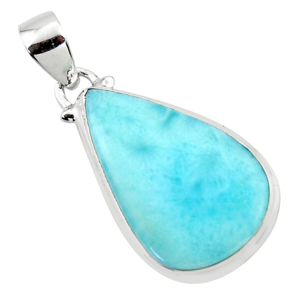 14.18cts natural blue larimar 925 sterling silver pendant jewelry r43695