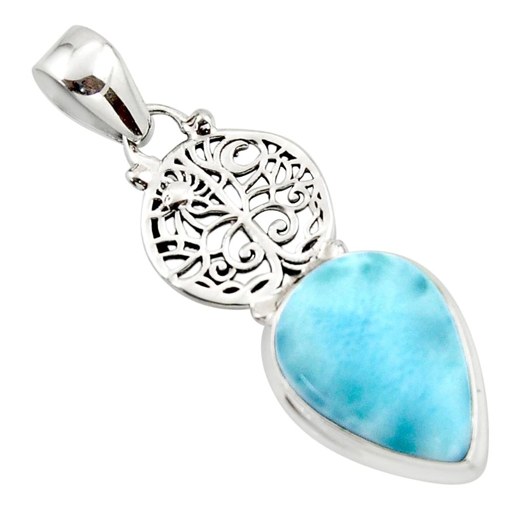 13.22cts natural blue larimar 925 sterling silver pendant jewelry r43770