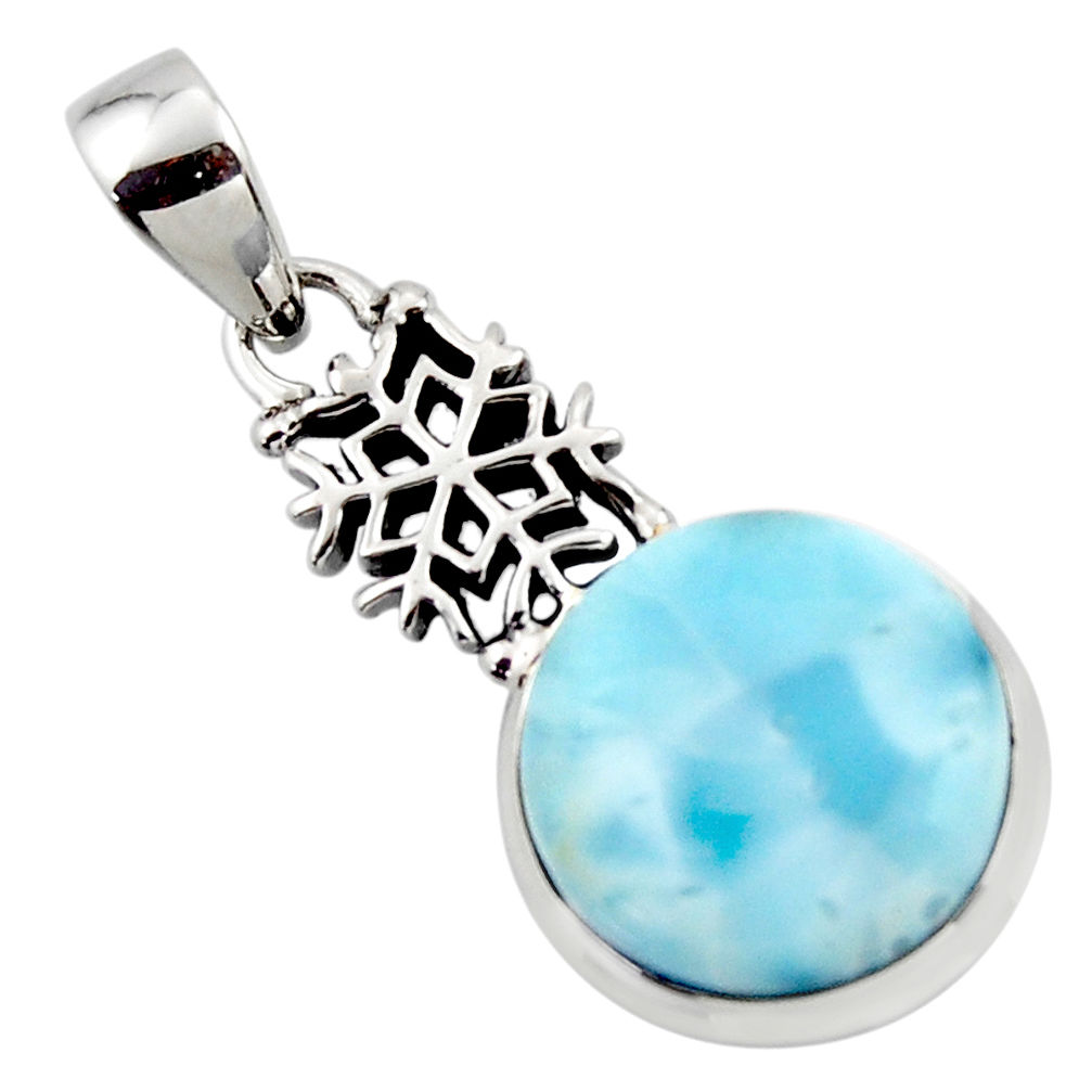 14.31cts natural blue larimar 925 sterling silver pendant jewelry r43785