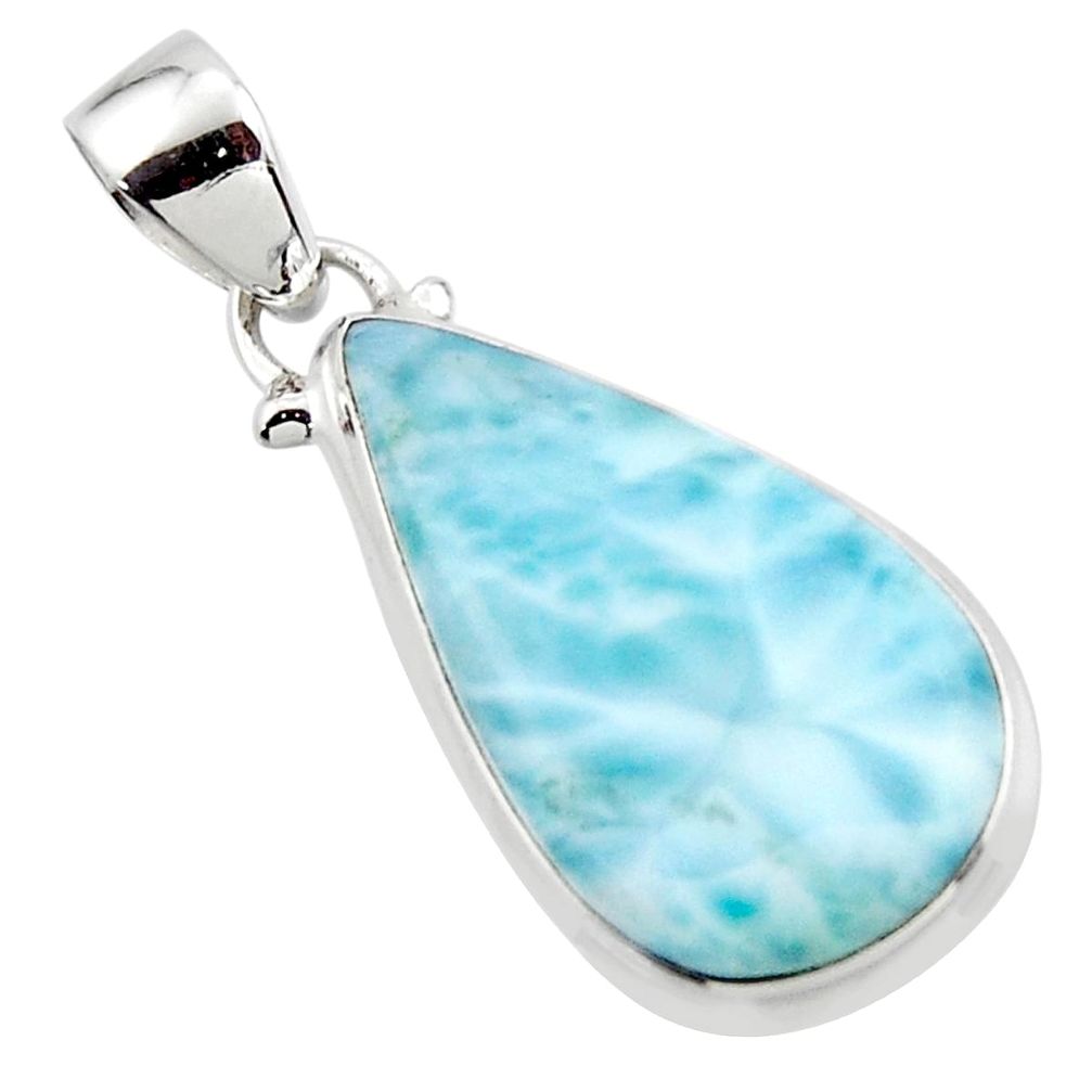 13.65cts natural blue larimar 925 sterling silver pendant jewelry r43806