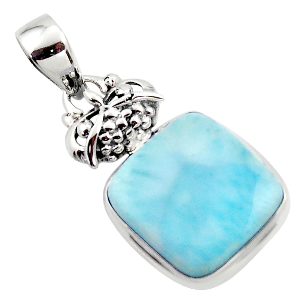 13.55cts natural blue larimar 925 sterling silver pendant jewelry r43814