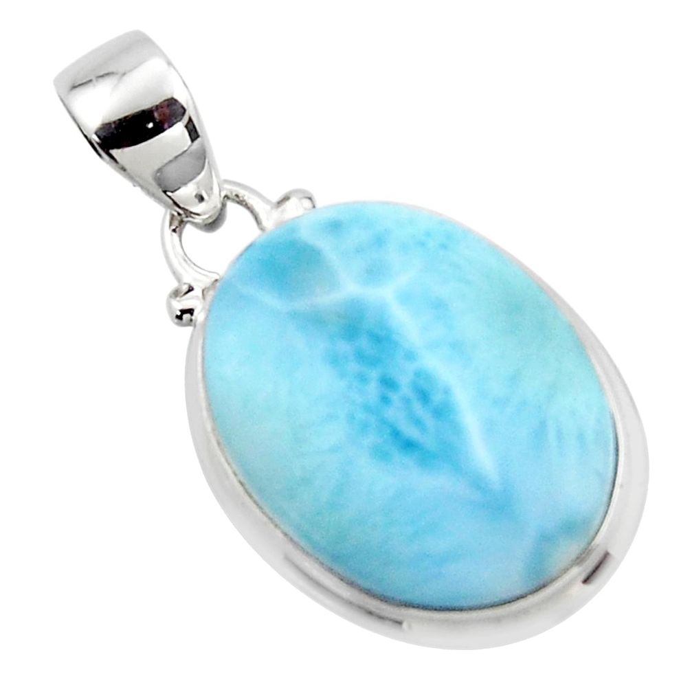 14.35cts natural blue larimar 925 sterling silver pendant jewelry r43815