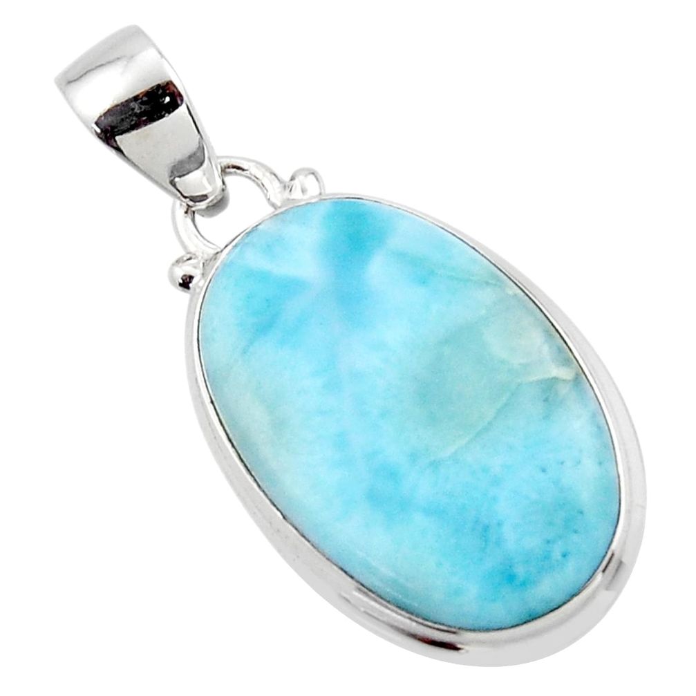 14.10cts natural blue larimar 925 sterling silver pendant jewelry r43817
