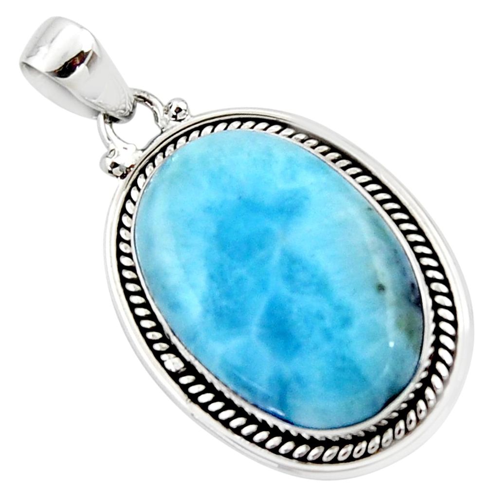 21.34cts natural blue larimar 925 sterling silver pendant jewelry r50315