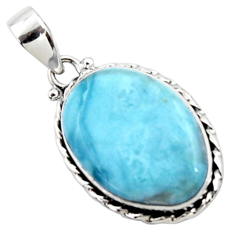 16.87cts natural blue larimar 925 sterling silver pendant jewelry r50319