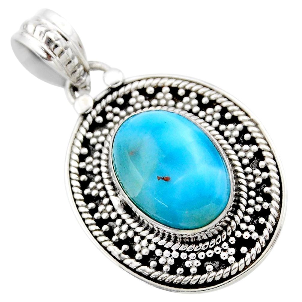 6.04cts natural blue larimar 925 sterling silver pendant jewelry r53170