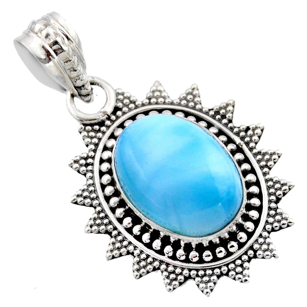 6.02cts natural blue larimar 925 sterling silver pendant jewelry r53171