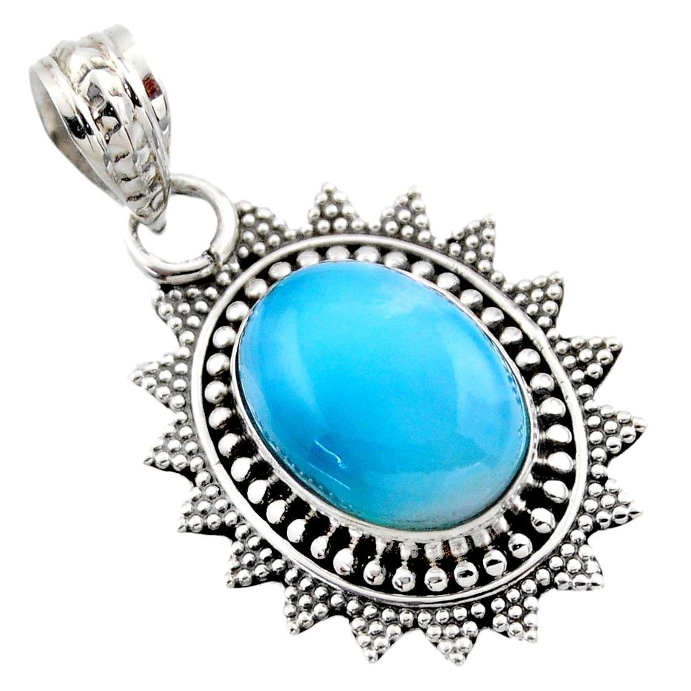 6.57cts natural blue larimar 925 sterling silver pendant jewelry r53175