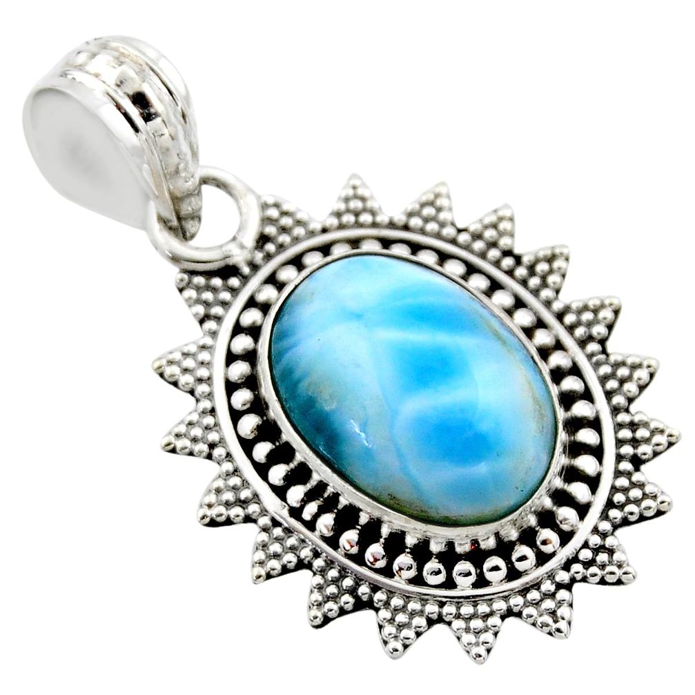 5.87cts natural blue larimar 925 sterling silver pendant jewelry r53177