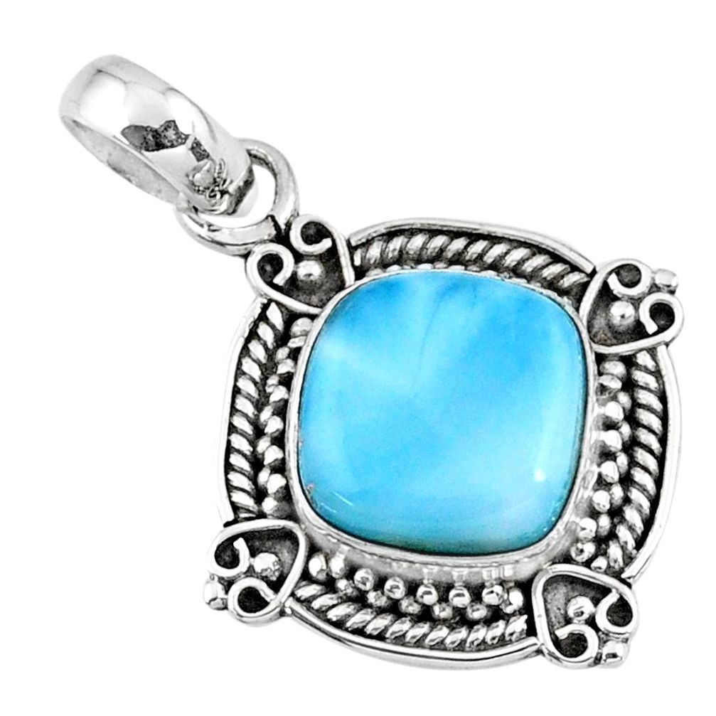 4.67cts natural blue larimar 925 sterling silver pendant jewelry r57811