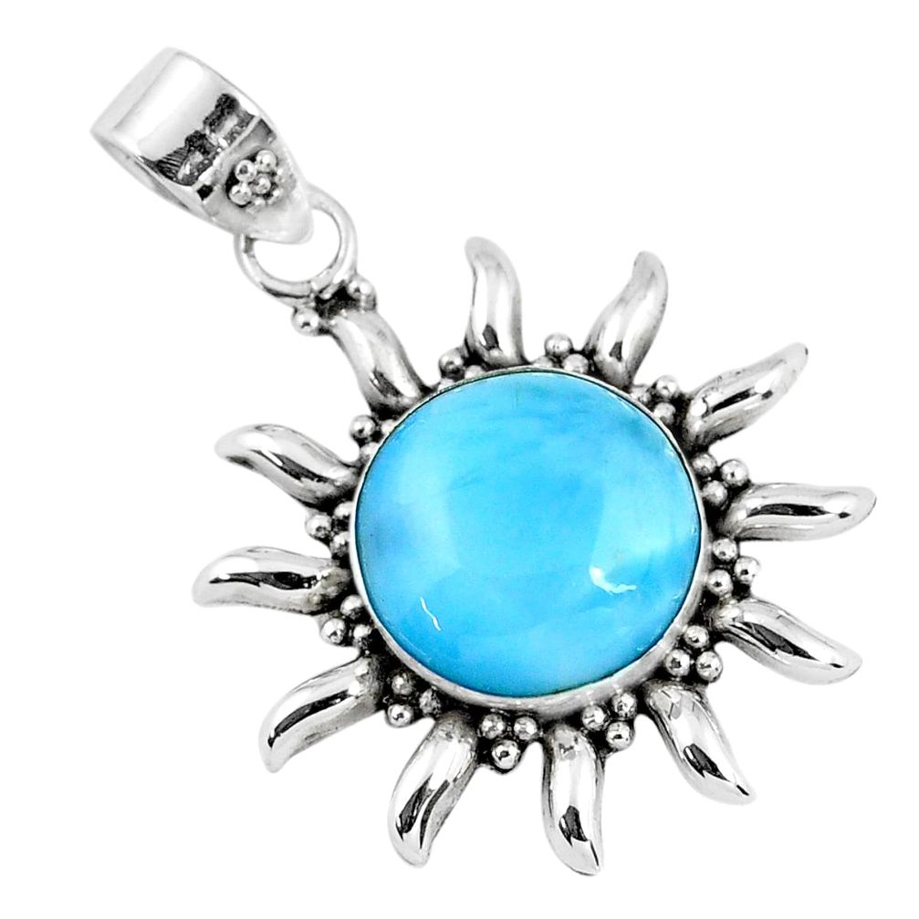 12.83cts natural blue larimar 925 sterling silver pendant jewelry r57854