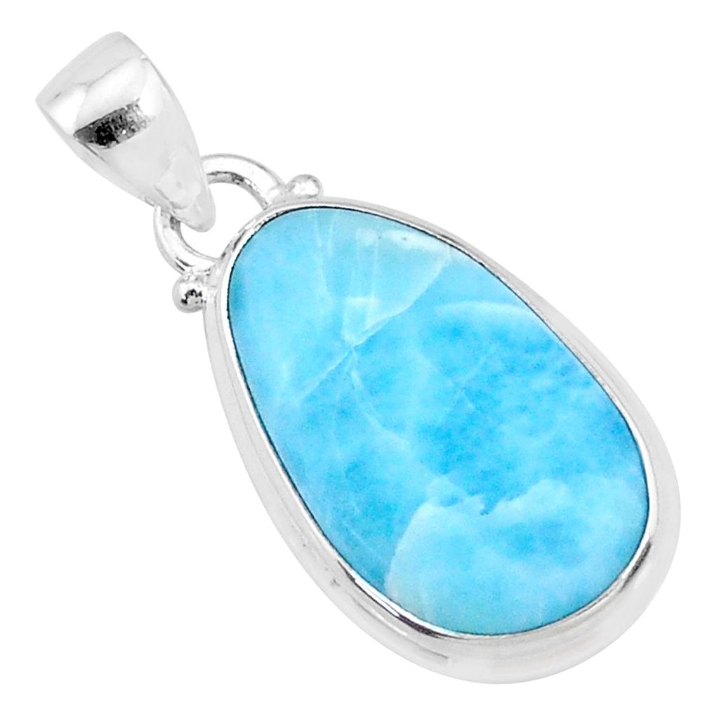 14.05cts natural blue larimar 925 sterling silver pendant jewelry r69322