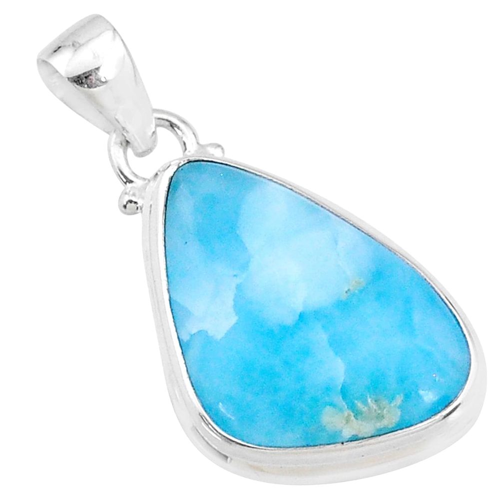 14.23cts natural blue larimar 925 sterling silver pendant jewelry r69355