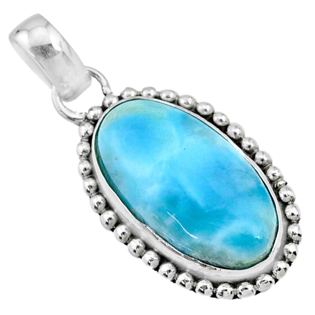 11.11cts natural blue larimar 925 sterling silver pendant jewelry r72487