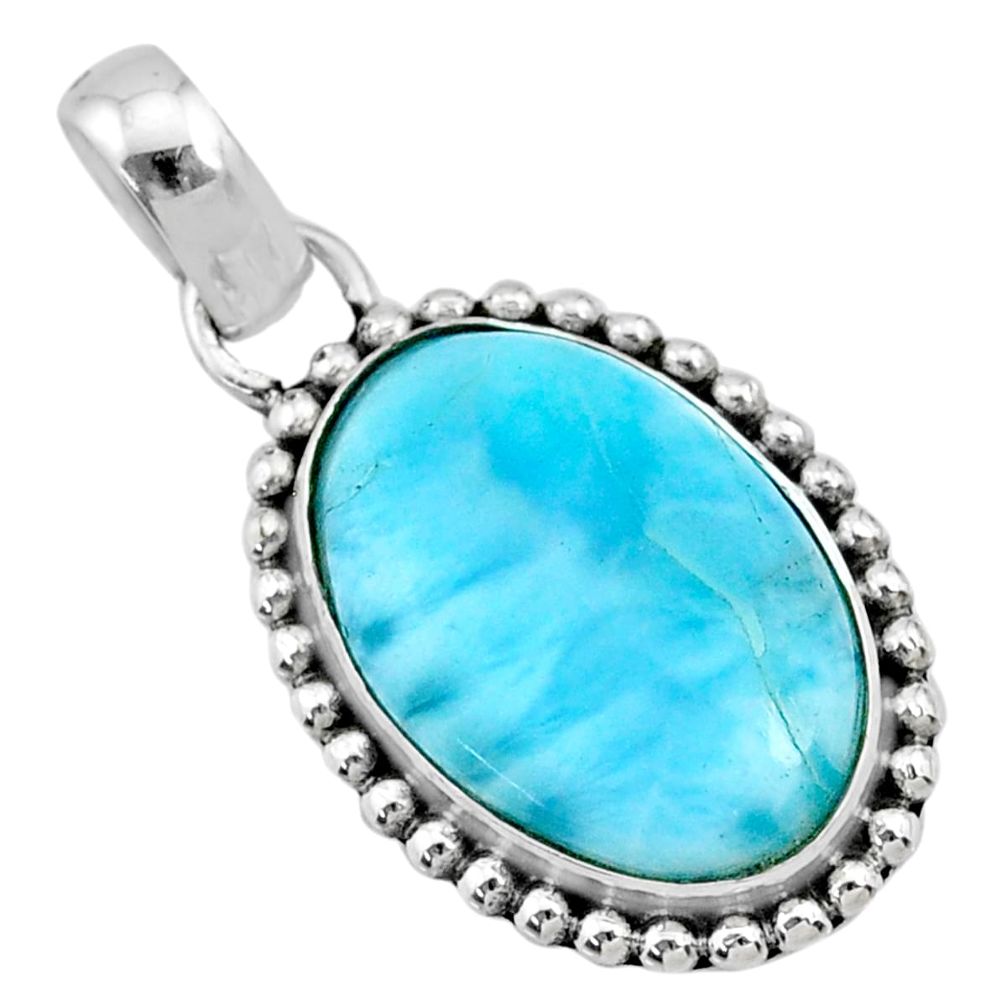 12.52cts natural blue larimar 925 sterling silver pendant jewelry r72499