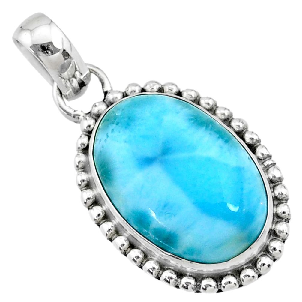 13.27cts natural blue larimar 925 sterling silver pendant jewelry r72502