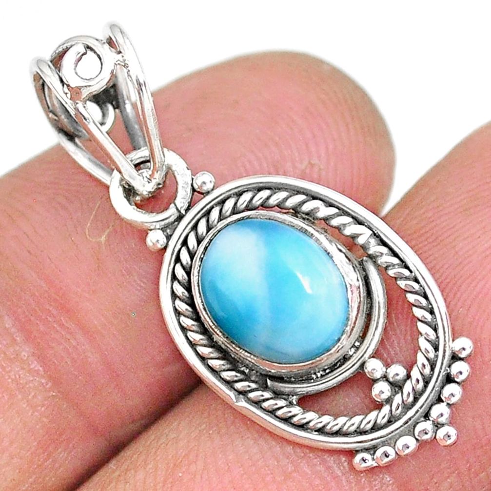 2.73cts natural blue larimar 925 sterling silver pendant jewelry r90175
