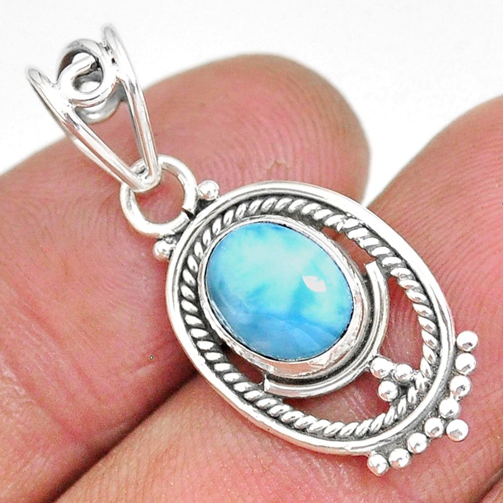 2.75cts natural blue larimar 925 sterling silver pendant jewelry r90180